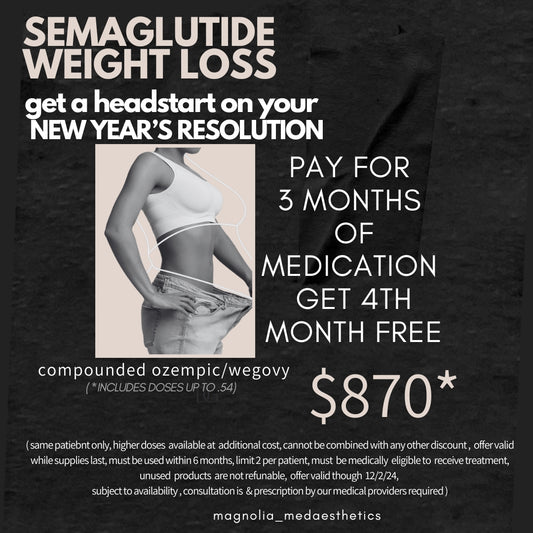 Semaglutide Weight Loss Package - Existing Weight Loss Patients: Pay for 3 Months of Medication and get the 4th Month Free (Includes Doses up to .54)