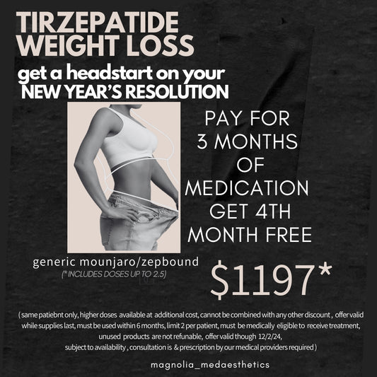 Tirzepatide Weight Loss Package - Existing Weight Loss Patients: Pay for 3 Months of Medication and get the 4th Month Free (Includes Doses up to 2.5)